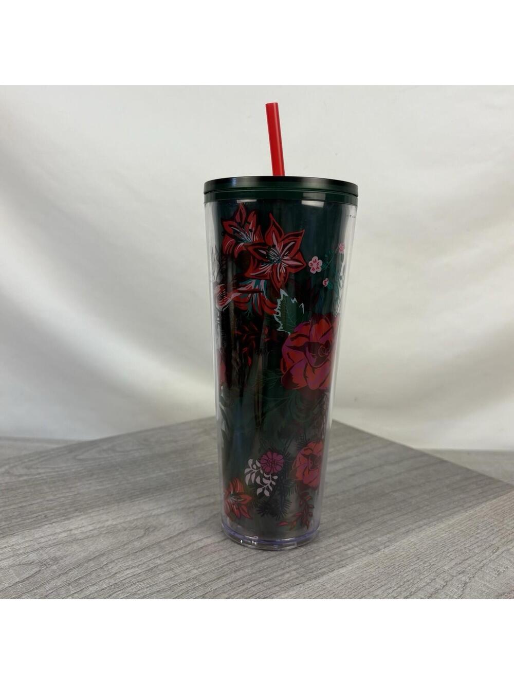 Starbucks Holiday 2022 Poinsettia Silicon Straw Topper Cold Cup Tumbler 24oz - Picture 5 of 10